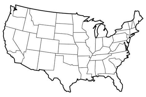 A black and white map of the US
